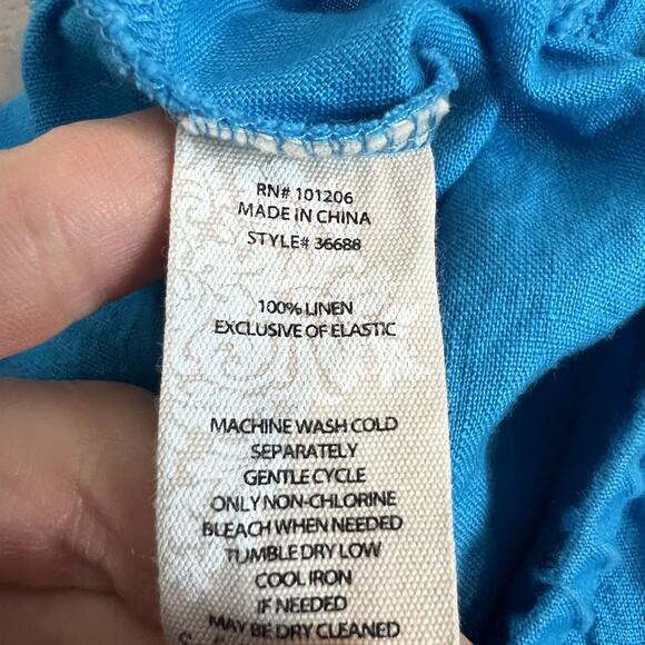 Soft Surroundings Skirt Womens PS Blue Linen Pull On Tiered Fairy Boho Whimsical - Picture 6 of 9